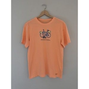 Life Is Good Mens Crusher Tee Size S "Diversified Portfolio" NWT Orange